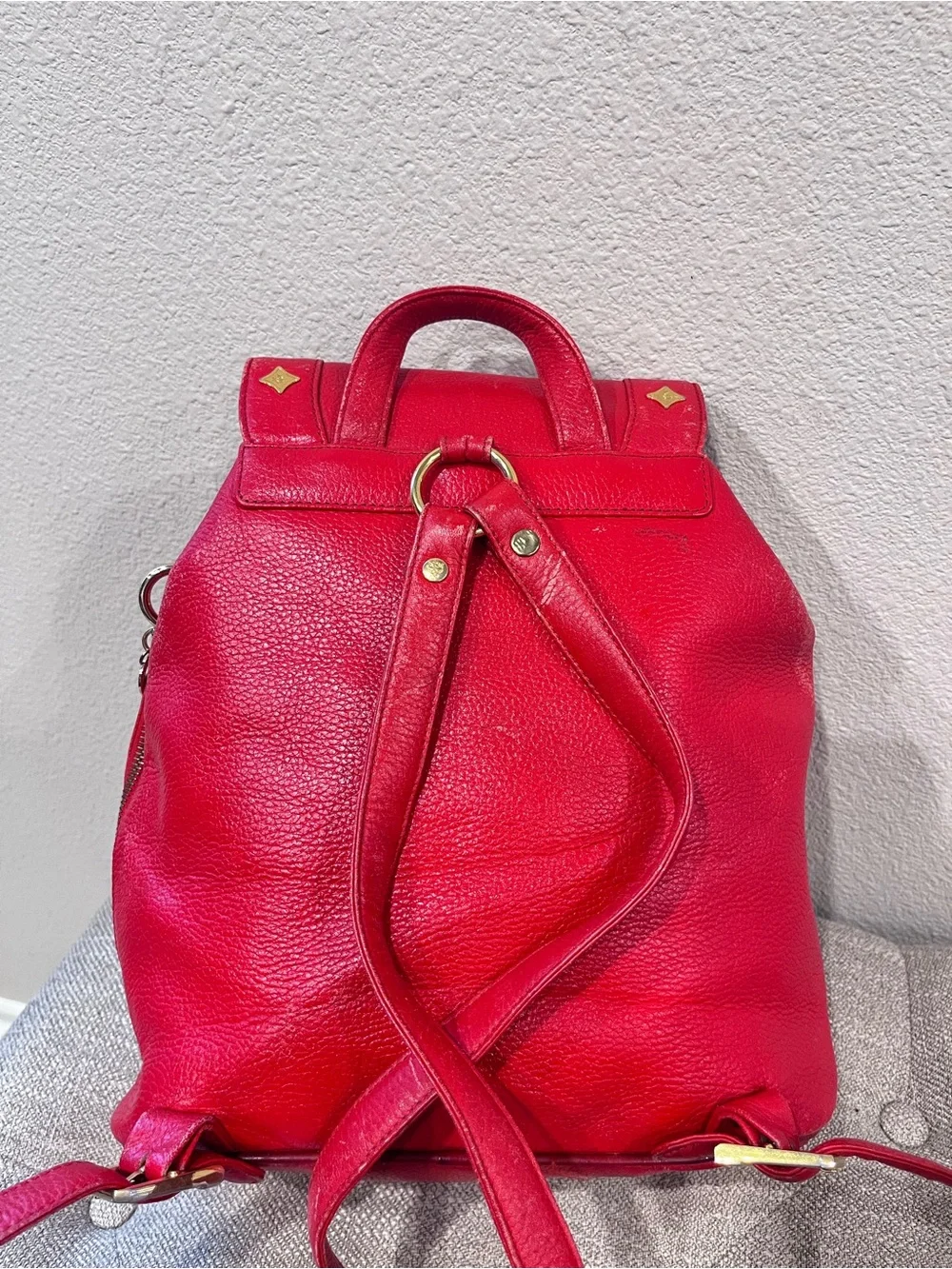 MCM Vintage Pebbled Leather Backpack.